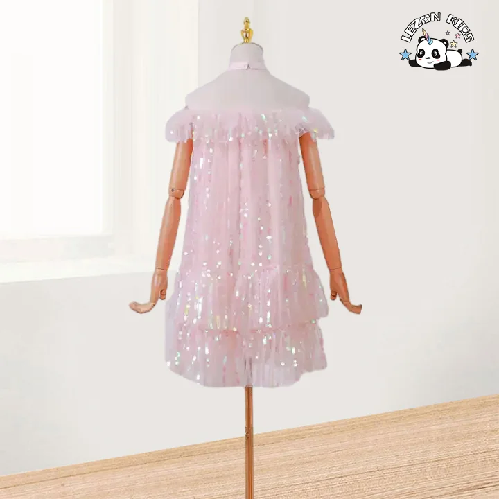 LEZONKIDS - OEM Girls Formal Dress Kids Lace Party  Evening Party Princess Dress Sequin Mesh Dress For Kids